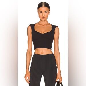 ALO Yoga Black Crop Top with Square Neckline